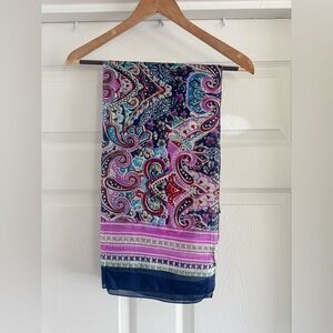 Tickled Pink Silk Scarf, Violet Multi Print, 19 X 68